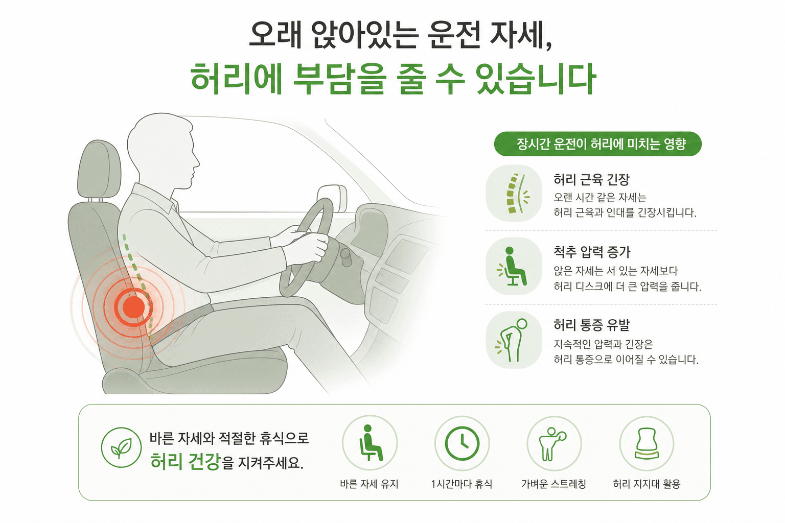 장거리 운전 허리 통증, 디스크일까요? 단순 근육통과의 차이